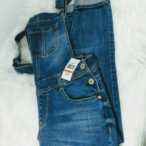 Juniors' WallFlower Mid-Rise Skinny Denim Overalls